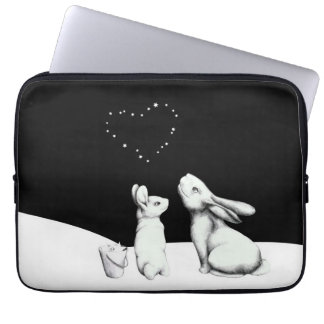 Funda Para Portátil Amor en las estrellas - conejo y corazón en