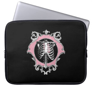 Funda Para Portátil Amor gótico Floral cardíaca rosa y negra de esqu