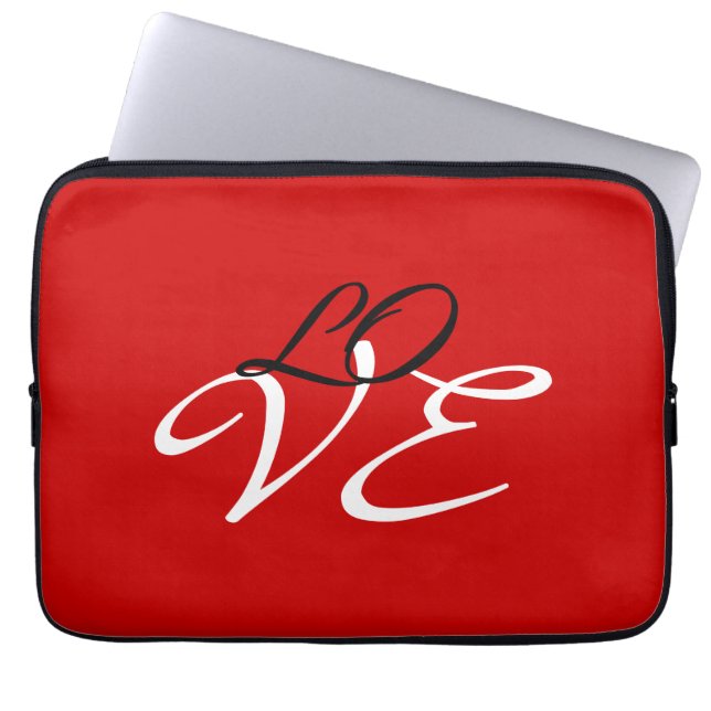 Funda Para Portátil Amor Rojo Blanco Negro Color Caligrafía Escritura (Frente)