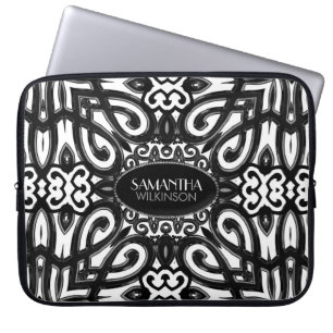 Funda Para Portátil Amoria Diseño decorativo negro y blanco