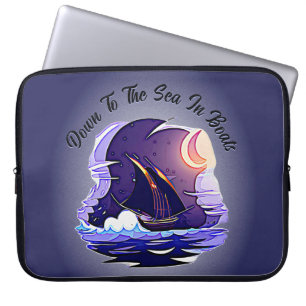 Funda Para Portátil Añadir el nombre de su texto, barco de vela, nubes