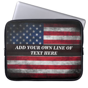 Funda Para Portátil Añadir tu texto a la bandera estadounidense