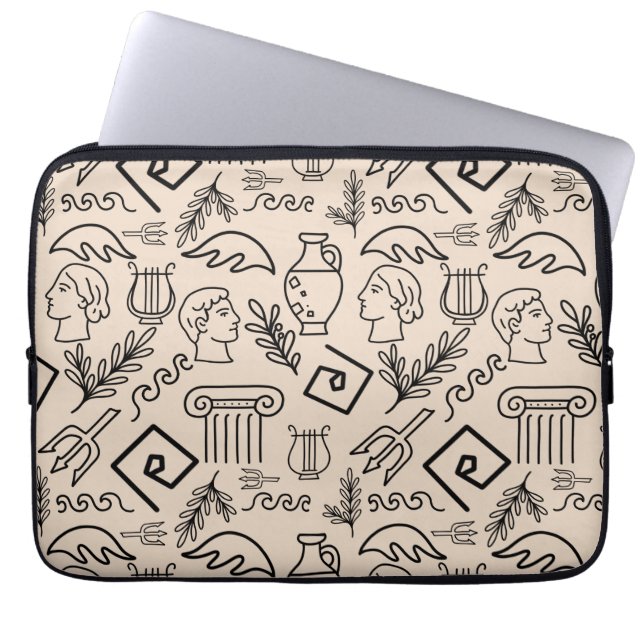 Funda Para Portátil Ancient Greece Line Art Pattern (Frente)
