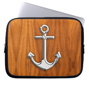 Funda Para Portátil Anclaje de estilo cromado en la Veneer de teca