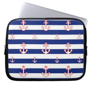Funda Para Portátil Anclas en rayas Patrones náuticos