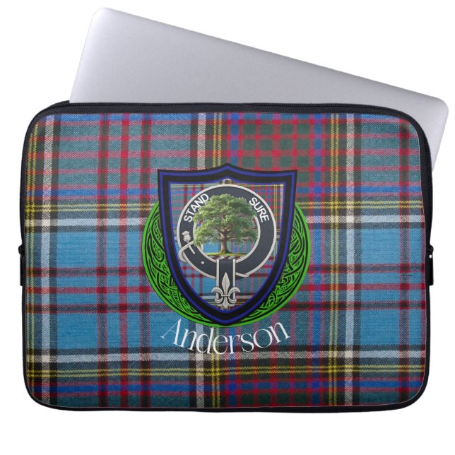 Funda Para Portátil Anderson Scottish Clan Tartán y Escudo (Frente)