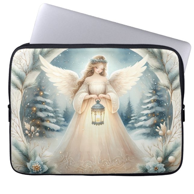 Funda Para Portátil Ángel Celestial de Invierno Farol de Esperanza (Frente)