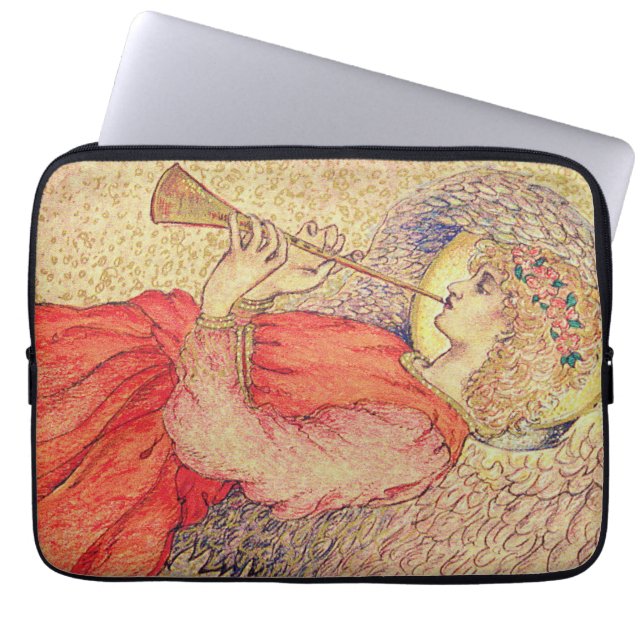 Funda Para Portátil Ángel tocando una flauta dulce (Frente)