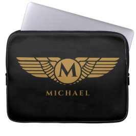 Funda Para Portátil Angel Wings Vintage Golden Name First Monograma