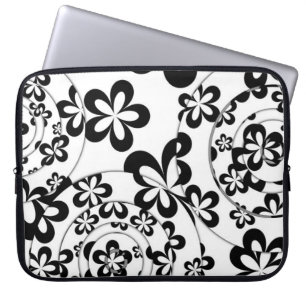 Funda Para Portátil Anillos y Flores en Blanco y Negro
