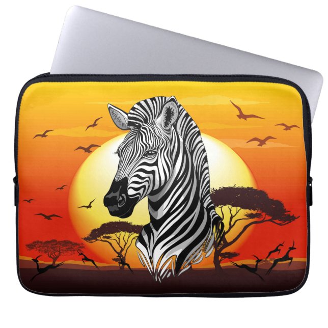 Funda Para Portátil Animal silvestre de la sabana africana cebra (Frente)