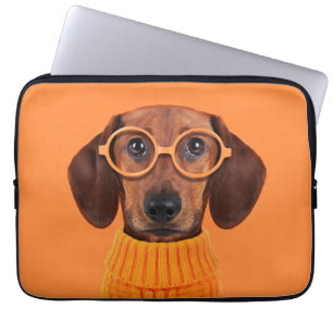 Funda Para Portátil Animales de bebé más afectados   Dachshund Naranja