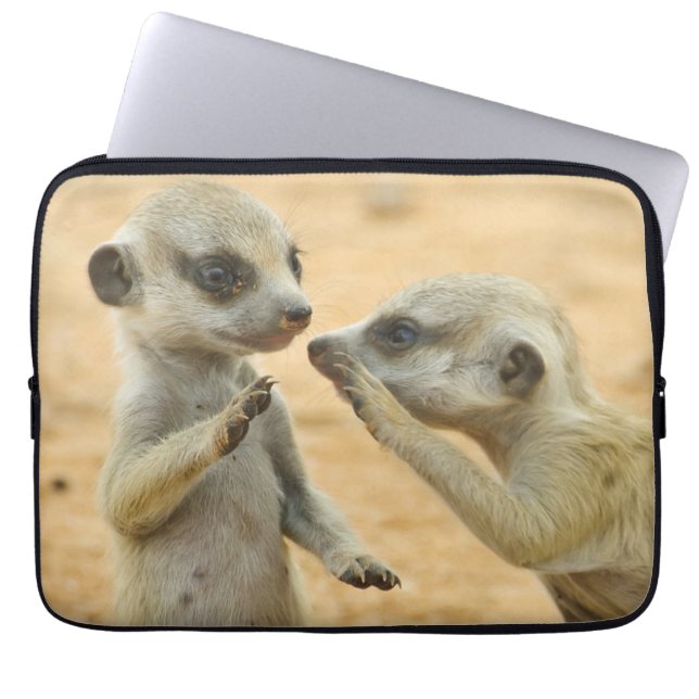 Funda Para Portátil Animales de bebé más afectados | Dos Merkats Jóven (Frente)
