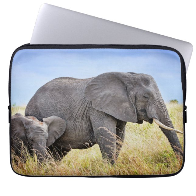 Funda Para Portátil Animales de bebé más afectados | Elefante africano (Frente)