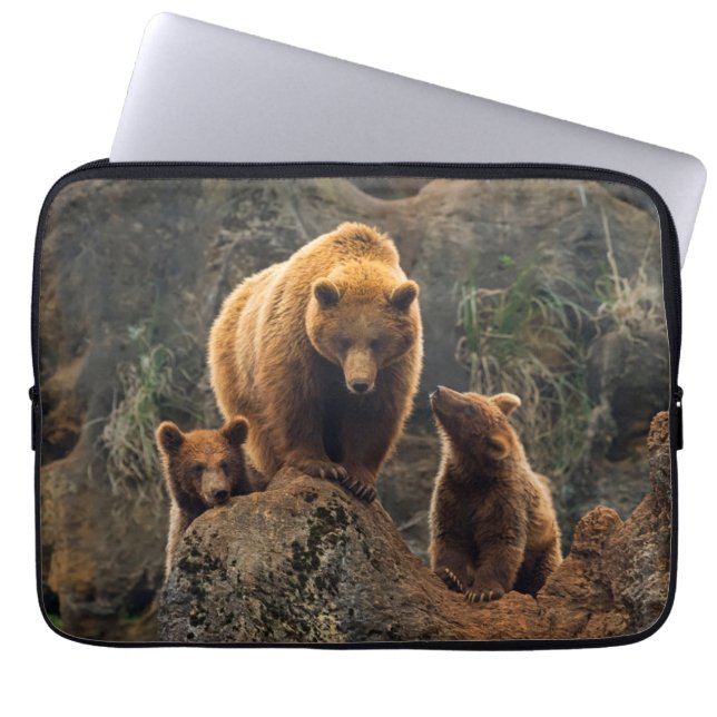 Funda Para Portátil Animales de bebé más afectados | Familia de oso ma (Frente)