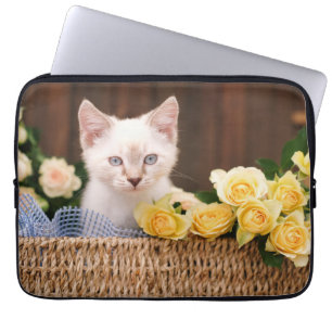 Funda Para Portátil Animales de bebé más afectados   Gatitos y rosas a