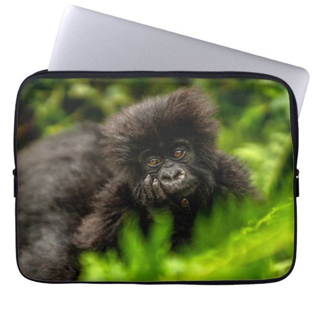 Funda Para Portátil Animales de bebé más afectados | Gorila de montaña (Frente)