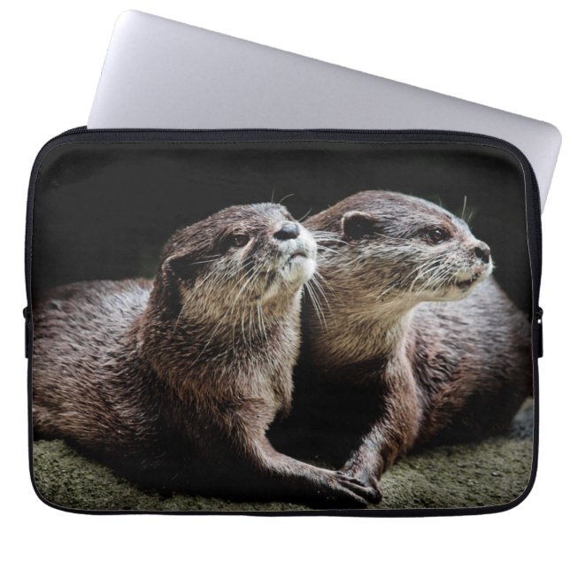 Funda Para Portátil Animales de bebé más afectados | Otters Manteniend (Frente)