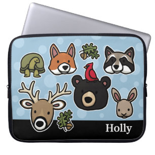 Funda Para Portátil Animales de bosque amables y cortos, agrega tu nom