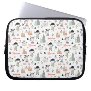 Funda Para Portátil Animales lindos del arbolado y modelo indio del