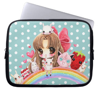 Funda Para Portátil Animales lindos del chica y del kawaii que se