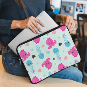 Funda Para Portátil Animales marinos, vida marina, pulpo, medusas, cor