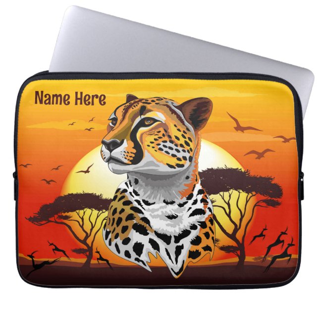 Funda Para Portátil Animales salvajes de la costa africana Cheetah (Frente)