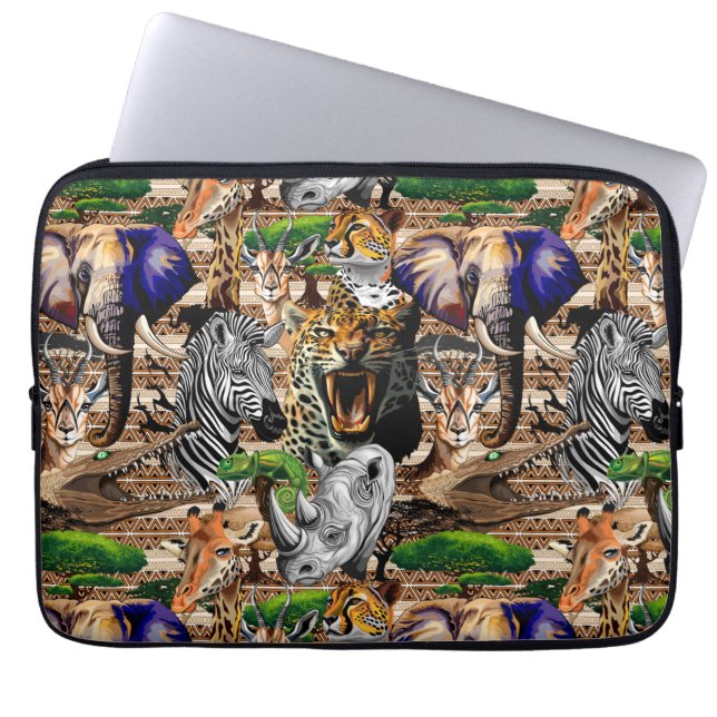 Funda Para Portátil Animales salvajes de sabana africanos (Frente)