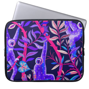 Funda Para Portátil Animales tropicales: patrón de monos azules.