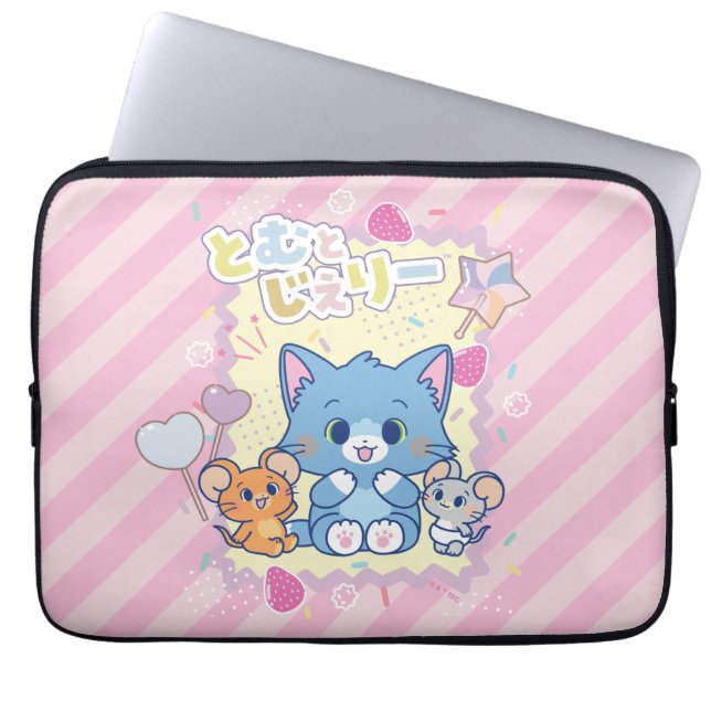 Funda Para Portátil Anime Tom y Jerry Strawberry Fun (Frente)