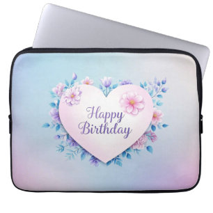 Funda Para Portátil Aniversario rosa azul lujoso y elegante extravagan