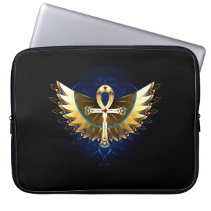 Funda Para Portátil Ankh de oro con alas