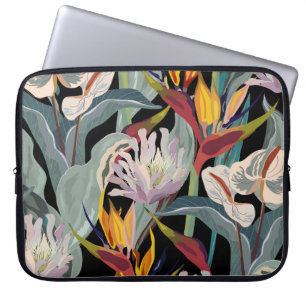 Funda Para Portátil Anthurium Strelitzia: Esplendor Vintage tropical.
