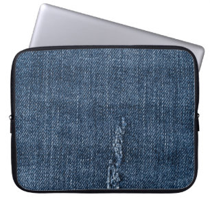 Funda Para Portátil Antiguo denim desgarrado: textura de jeans.