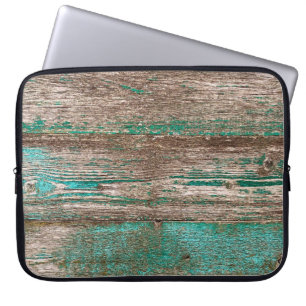 Funda Para Portátil Antiguo fondo de madera marrón azul con dolor de c