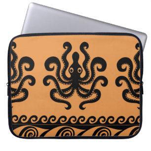 Funda Para Portátil Antiguo pulpo griego, patrón de onda