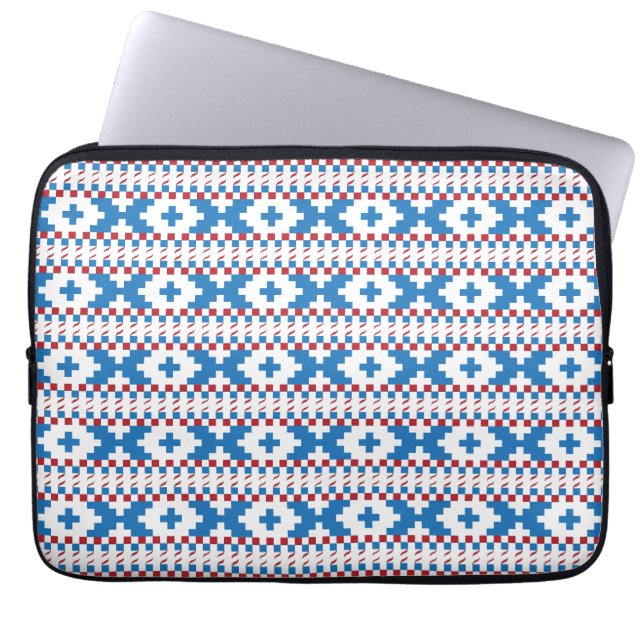 Funda Para Portátil Antiguos signos letones azul, rojo, blanco (Frente)