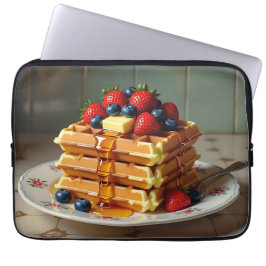 Funda Para Portátil Antique Plate of Waffles with Strawberries 