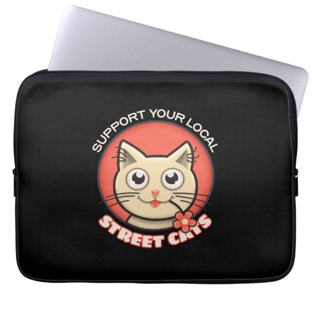 Funda Para Portátil Apoye sus gatos callejeros locales (Frente)
