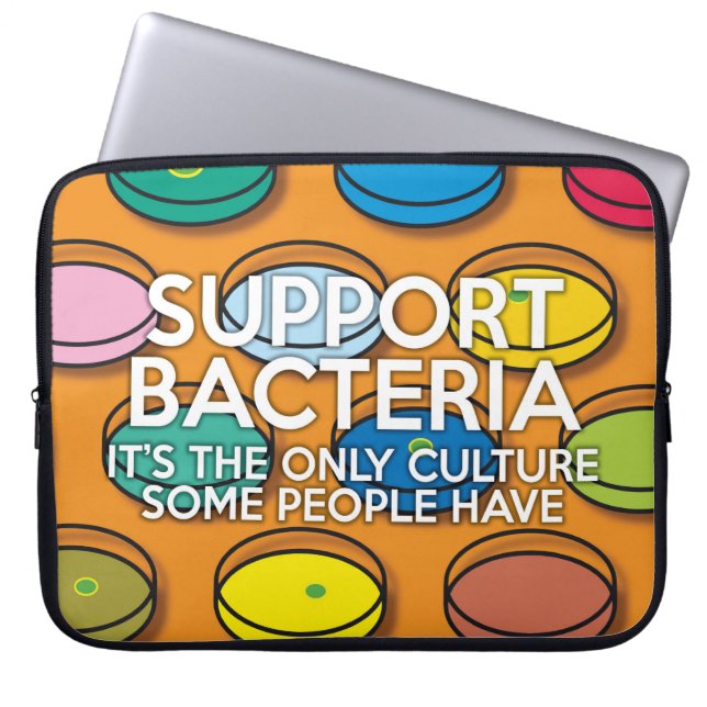 Funda Para Portátil APOYO AL Chiste Científico BACTERIA (Frente)