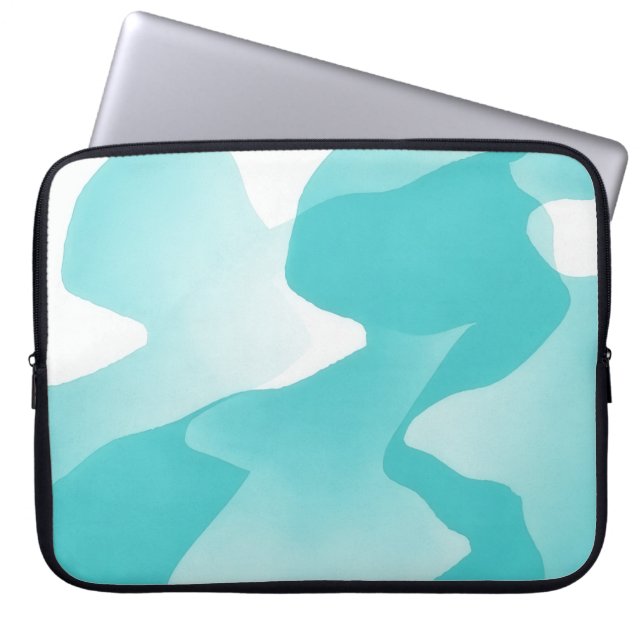 Funda Para Portátil Aqua Blue Abstract Art Laptop Cover Sleeve (Frente)