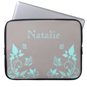 Funda Para Portátil Aqua Butterfly Floral Electronics Sleeve