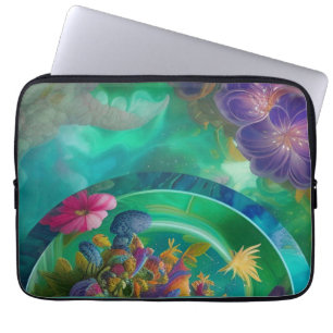 Funda Para Portátil Aqua Floral Resumen subacuático Jardín