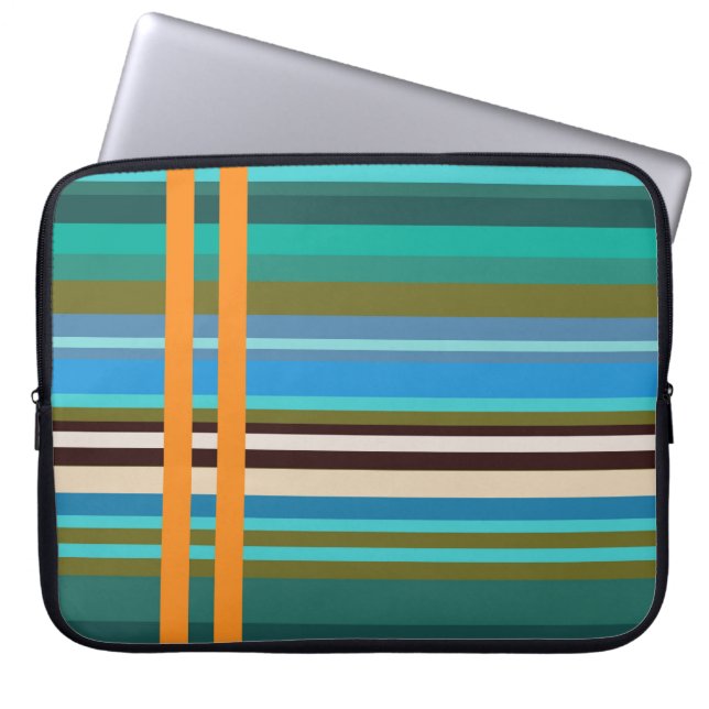 Funda Para Portátil Aqua Life Stripes Neoprene Laptop Sleeve 15" (Frente)