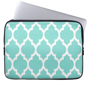 Funda Para Portátil Aqua turquesa que patrón de quatrefoil marroquí #4