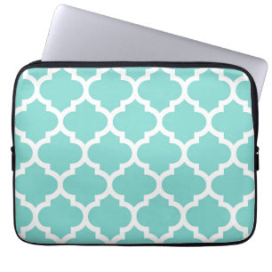 Funda Para Portátil Aqua turquesa que patrón de quatrefoil marroquí #5