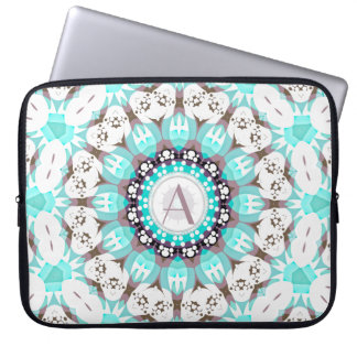 Funda Para Portátil Aqua White Hearts Mandala con Personalizado Textos