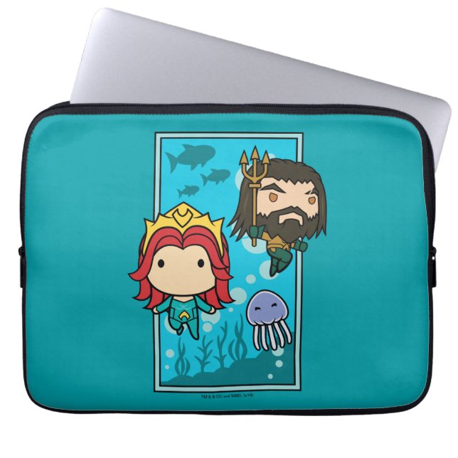 Funda Para Portátil Aquaman | Chibi Mera & Aquaman Undersea Graphic (Frente)