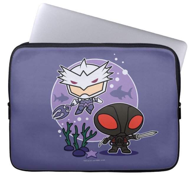 Funda Para Portátil Aquaman | Chibi Orm & Black Manta Undersea Graphic (Frente)