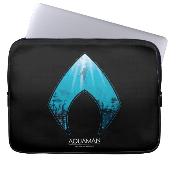 Funda Para Portátil Aquaman | Ver A Través De La Grafía Oceánica Con L (Frente)